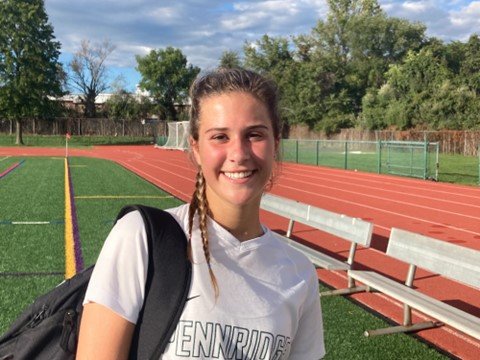 Pennridge girls soccer standout Tori Angelo after she scored the winning goal in a 2-1 victory over Council Rock North.