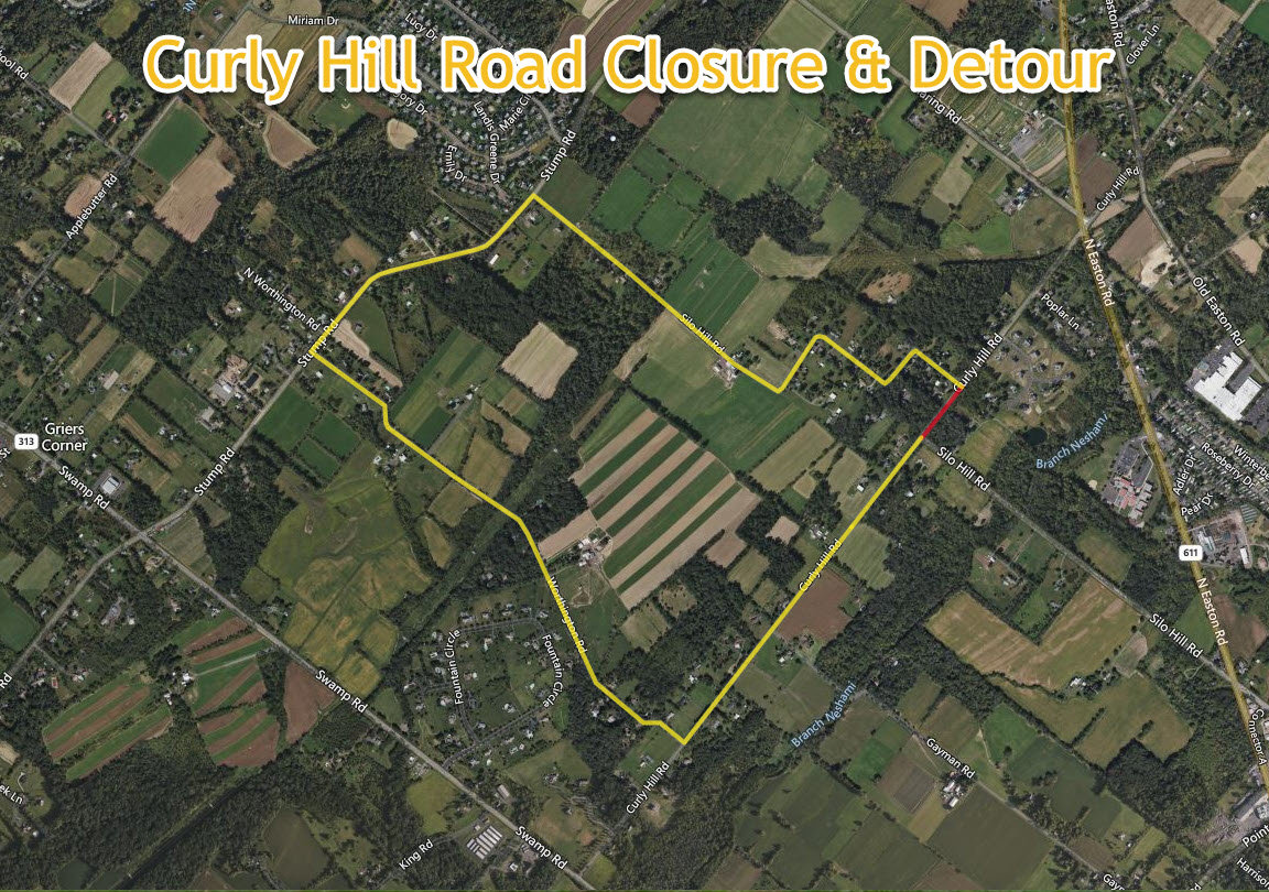 During the closure, Curly Hill Road motorists will be directed to use Silo Hill Road, Stump Road, and Worthington Road. Local access will be maintained during the operation.
