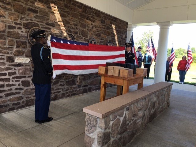 Shown is a 2019 Unattended Veterans Service at Washington Crossing National Cemetery.