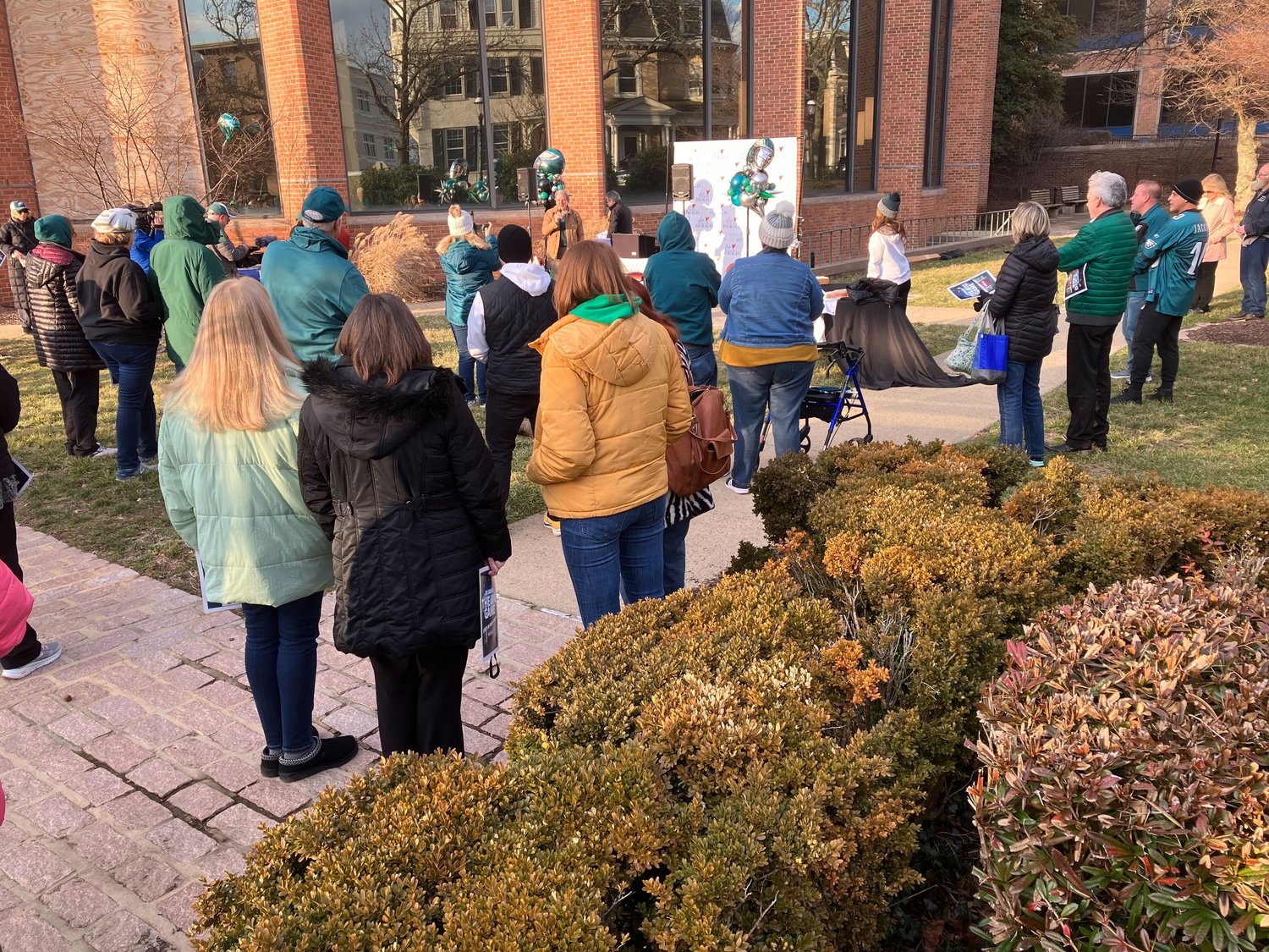 Birds fans gathered at the Old County Courthouse Lawn at Court and Main streets in Doylestown for “The Herald’s Road to the Big Game Pep Rally” Friday, Jan. 27, 2023.