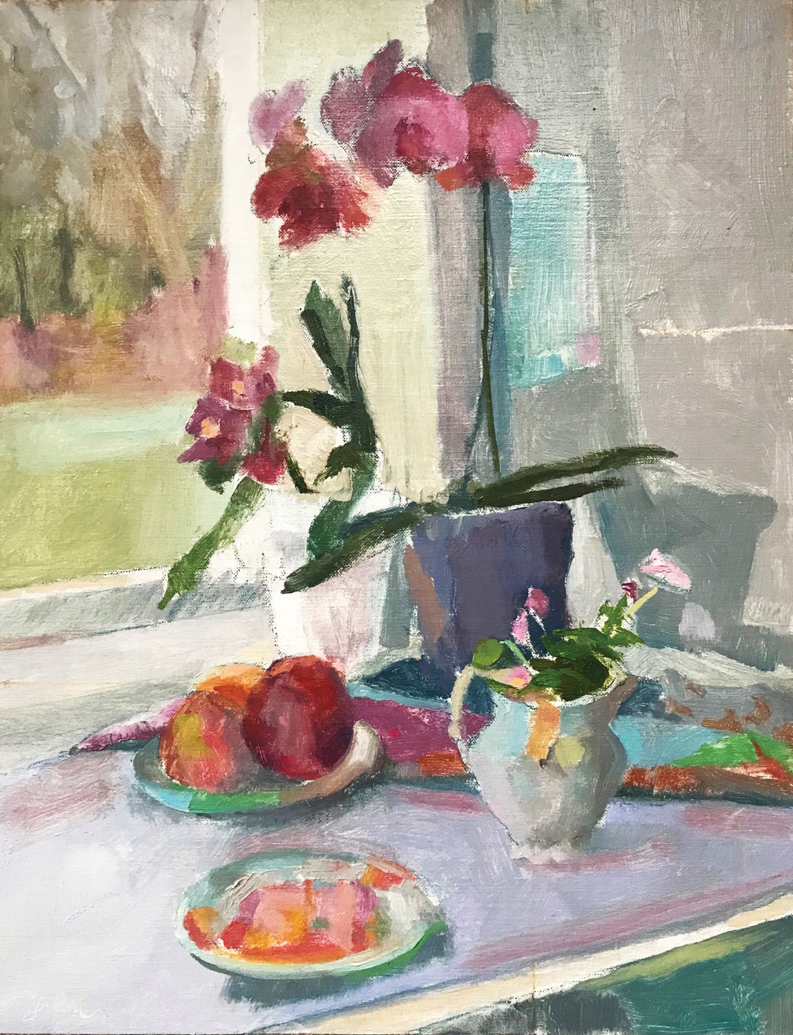 “March Light,” an oil painting by Janine Dunn Wade, is part of a spring exhibition at Patricia Hutton Galleries in Doylestown.