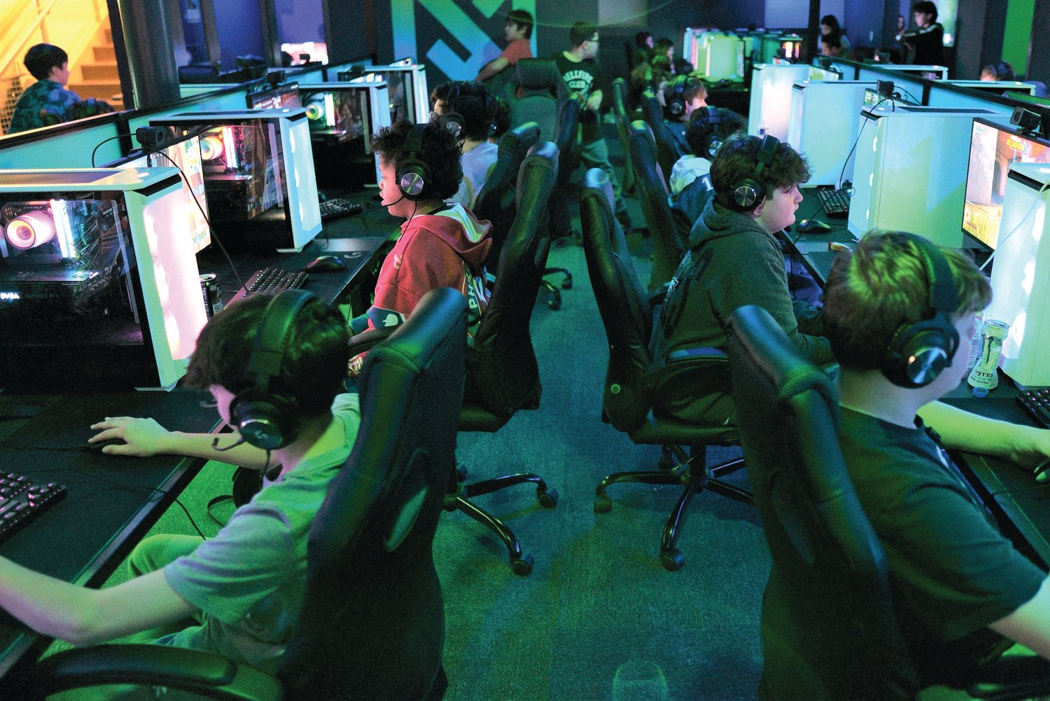 Gamers compete in tournament play at the Metro Esports gaming lounge at the Doylestown branch of YMCA of Bucks and Hunterdon Counties.