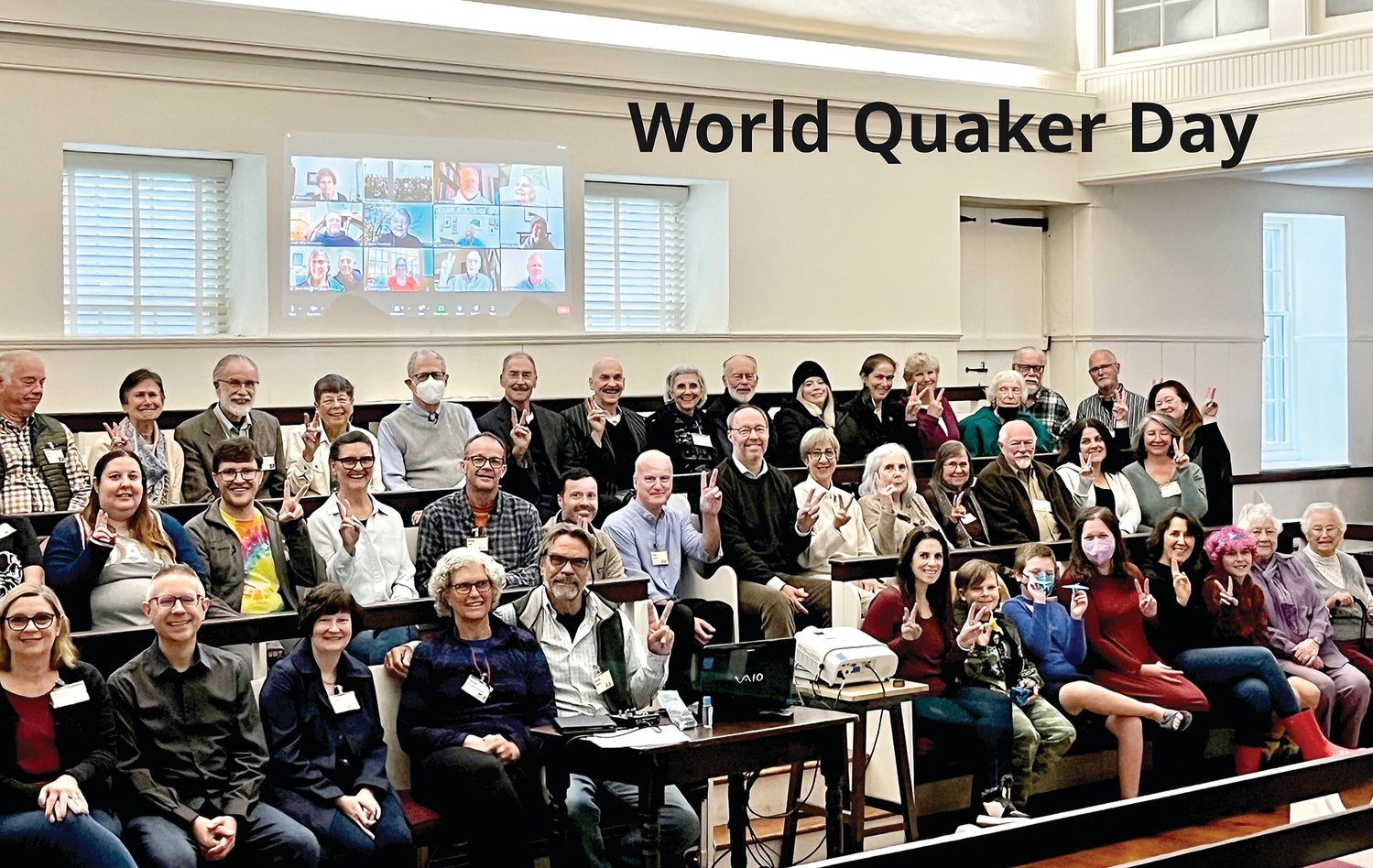 Newtown Quaker Meeting members celebrate World Quaker Day.