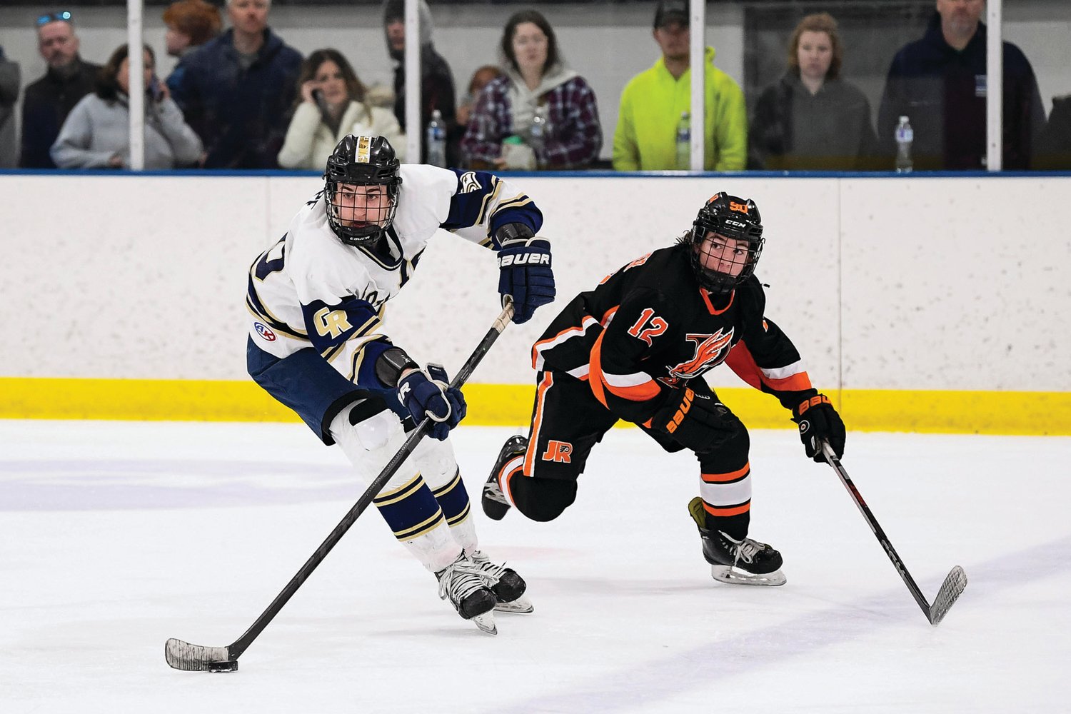 CR South’s Jeremy Rayher skates around Pennsbury’s Chris Sarver during the first period.