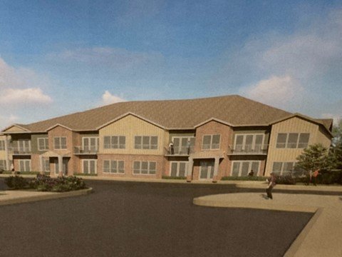 An architect’s rendering of one of the new proposed buildings at Orchard Square Apartments in Middletown Township.