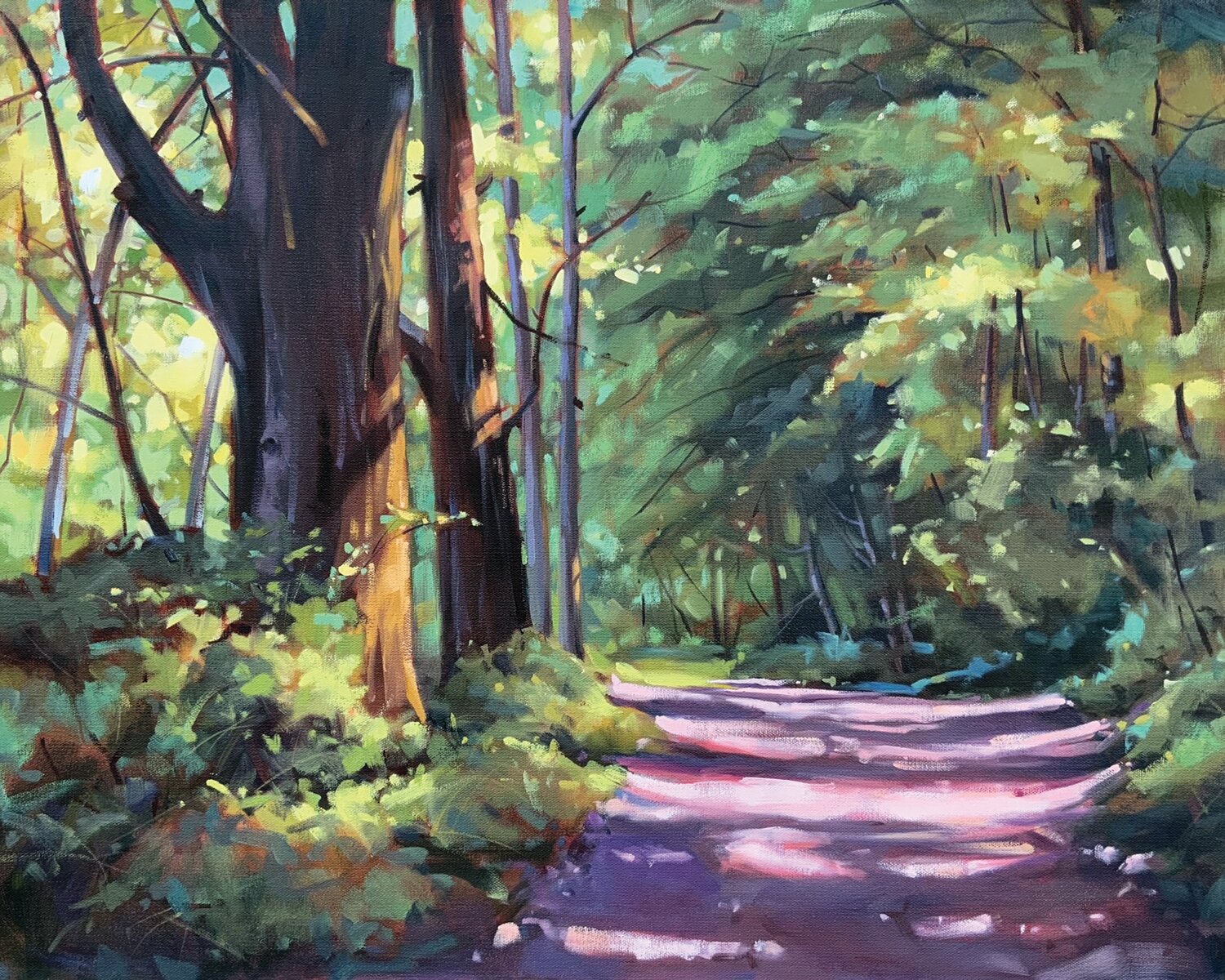 “Coon Hollow Road” is an oil painting by Dorothy Hoeschen.
