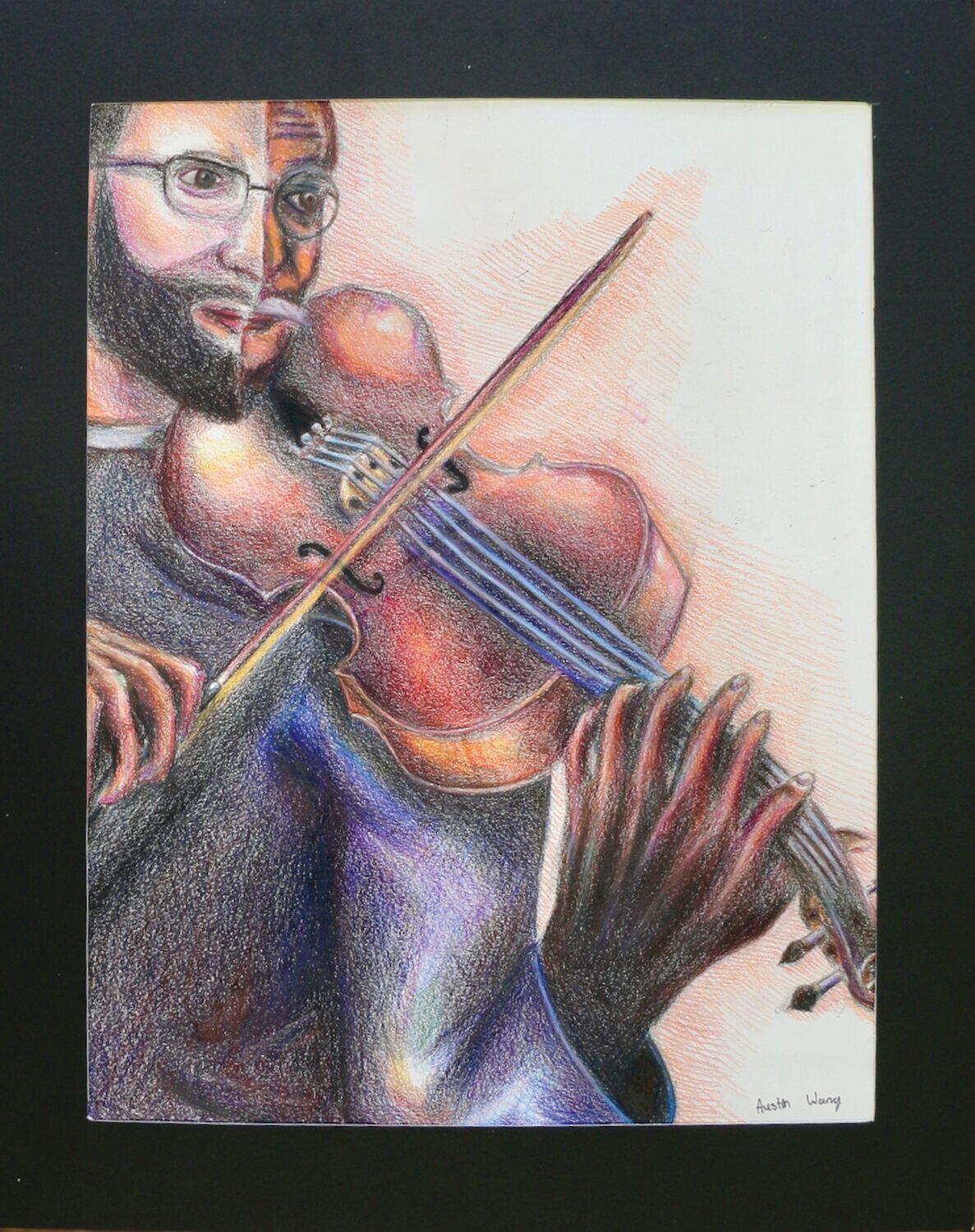 “Seven Decisions of Gandhi” is a work in colored pencil Ranney School seventh-grader Austin Wang.