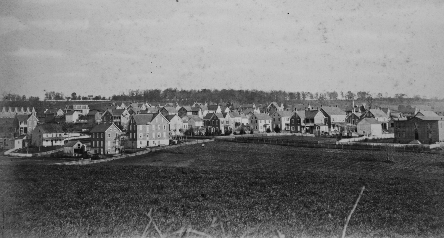 A view of Perkasie Borough in a photograph taken sometime around 1887
